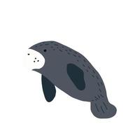 Manatees. Scandinavian style under sea. Save the manatee concept. Character design. Vector illustrations isolated on white background.