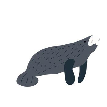 Manatees. Scandinavian style under sea. Save the manatee concept. Character design. Vector illustrations isolated on white background.