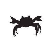 Black silhouette crab on a white background. Vector hand drawn kids illustration. Sea ocean. Underwater world