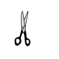 Scissor icon. Hand drawn professional pair of scissors cutting hair or needlework. Craft and scissoring flat creative scissors. Vector illustration