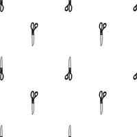 Scissor seamless pattern. Hand drawn professional pair of scissors cutting hair. Craft and scissoring. Vector print on white background