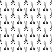 Scissor seamless pattern. Hand drawn professional pair of scissors cutting hair. Craft and scissoring. Vector print on white background