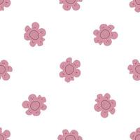 Floral seamless vector pattern with flowers. Spring flora. Simple hand-drawn kids style. Pretty ditsy for fabric, textile, wallpaper. Digital paper in white background