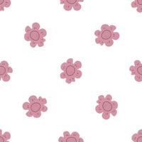 Floral seamless vector pattern with flowers. Spring flora. Simple hand-drawn kids style. Pretty ditsy for fabric, textile, wallpaper. Digital paper in white background