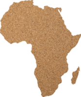 Africa map cork wood texture cut out on transparent background. png