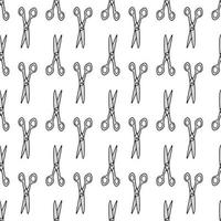 Scissor seamless pattern. Hand drawn professional pair of scissors cutting hair. Craft and scissoring. Vector print on white background