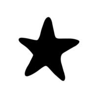 Starfish. Black silhouette. Atlantic star. Marine Animal Vector illustration on white background.