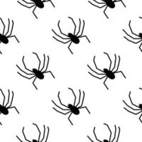 patrón transparente de vector de araña sobre un fondo blanco. estampado de insectos en textiles, papel, tema de papel de envolver