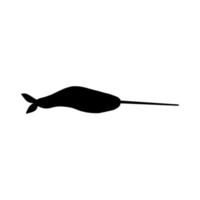 Narwhal Character sea animal on deep background. Wild life illustration. Vector illustration.