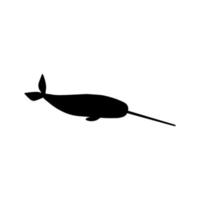 Narwhal Character sea animal on deep background. Wild life illustration. Vector illustration.