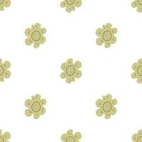 Floral seamless vector pattern with flowers. Spring flora. Simple hand-drawn kids style. Pretty ditsy for fabric, textile, wallpaper. Digital paper in white background