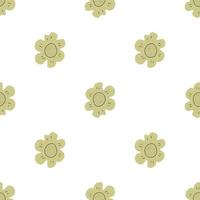 Floral seamless vector pattern with flowers. Spring flora. Simple hand-drawn kids style. Pretty ditsy for fabric, textile, wallpaper. Digital paper in white background