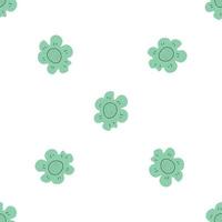 Floral seamless vector pattern with flowers. Spring flora. Simple hand-drawn kids style. Pretty ditsy for fabric, textile, wallpaper. Digital paper in white background