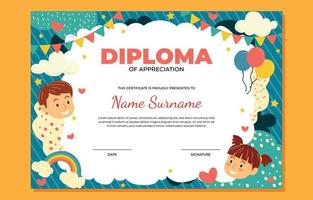 certificado modelo para niños vector