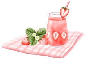 aquarelle fraise main tiré png