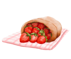 watercolor strawberry hand drawn png