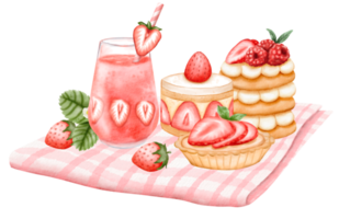 watercolor strawberry hand drawn png
