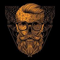 A hipster man with a well-groomed beard and a trendy haircut is wearing sunglasses that frame his angular face, adding a touch of cool to his look vector