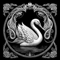 swan illustration beautiful depiction of elegance and grace. Its long, graceful neck and delicate feathers are captured in stunning detail vector