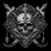 pirate skull is a symbol of the lawless and dangerous world of pirates. It represents death, danger, and rebellion, often depicted with crossed bones or swords vector