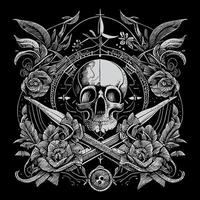 pirate skull is a symbol of the lawless and dangerous world of pirates. It represents death, danger, and rebellion, often depicted with crossed bones or swords vector