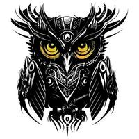 Mecha Owl is a futuristic mechanical owl with glowing eyes, sharp talons, and a sleek design. It's a perfect blend of technology and nature vector