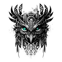 Mecha Owl is a futuristic mechanical owl with glowing eyes, sharp talons, and a sleek design. It's a perfect blend of technology and nature vector