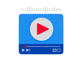3d minimal video eller musik spelare. musik visa skärm. musik video underhållning sektion. video skärm med ljud vågor. 3d illustration. png