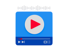 3d minimo video o musica giocatore. musica Schermo schermo. musica video divertimento sezione. video schermo con suono onde. 3d illustrazione. png