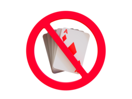 3d minimal no gambling icon. Unauthorized, Violent, Inappropriate Negative, Forbidden, Restricted, Limited, Danger, Not permitted gambling symbol. 3d rendering illustration. png