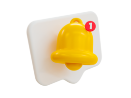 3d minimal New notification alert. New update reminder. A bell icon ringing on the message box. 3d illustration. png