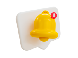 3d minimal New notification alert. New update reminder. A bell icon ringing on the message box. 3d illustration. png