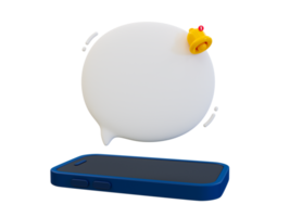 3d minimal blank message bubble. notification box. Smartphone with an empty reminder speech bubble template. 3d illustration. png