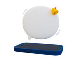 3d minimal blank message bubble. notification box. Smartphone with an empty reminder speech bubble template. 3d illustration. png