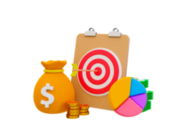 3d minimal business success concept. financial target goal concept. strategy achievement. dartboard with an arrow hit at the center. 3d illustration. png