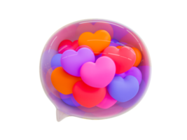 3d minimal colorful love. valentine's composition. colorful heart in the glass message box. 3d illustration. png