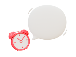 3d minimal blank message bubble. notification box. Alarm clock with an empty reminder speech bubble template.   3d illustration. png