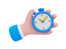 3d minimal time of competition concept. rush hour. knowing the value of time. Time wasted alertness. Hand holding a stopwatch. 3d illustration. png