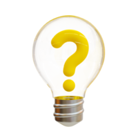 3d minimal Lightbulb with a question mark. problem-solving concept. Figure out the question. Finding an answer. Searching for an answer. 3d illustration. png