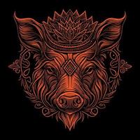 angry boar head is a fierce and intimidating illustration featuring the head of a wild boar, with sharp tusks, furrowed brow, and a menacing snarl vector