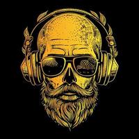 funky hipster skull wearing headphones a trendy and edgy illustration, featuring a skull with stylish headphones, conveying a sense of modernity and musicality vector