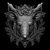 angry boar head is a fierce and intimidating illustration featuring the head of a wild boar, with sharp tusks, furrowed brow, and a menacing snarl vector