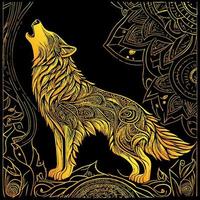 howling wolf illustration typically depicts a wolf with its head tilted up towards the moon, emitting a haunting and powerful howl. It symbolizes strength, loyalty, and wildness vector