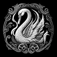 swan illustration beautiful depiction of elegance and grace. Its long, graceful neck and delicate feathers are captured in stunning detail vector