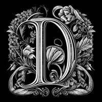 Letter D floral ornament logo is a beautiful and intricate design that features delicate floral elements to create a unique and elegant branding image vector