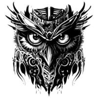 Mecha Owl is a futuristic mechanical owl with glowing eyes, sharp talons, and a sleek design. It's a perfect blend of technology and nature vector