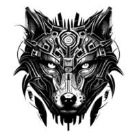mecha lobo es un poderoso mecánico bestia con agudo dientes y garras, feroz ojos, y un pulcro metálico cuerpo. es un temible visión a Mirad vector