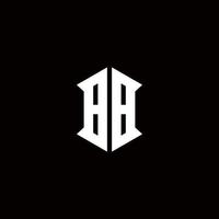 BB Logo monogram with shield shape designs template vector