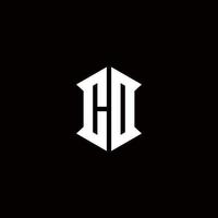 CD Logo monogram with shield shape designs template vector