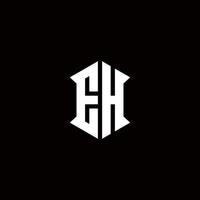 EH Logo monogram with shield shape designs template vector